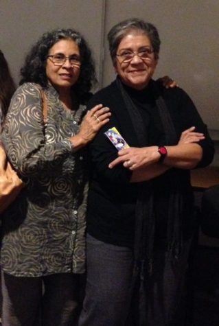 Ester Hernandez and Judithe Hernandez at the Chicana Art show.