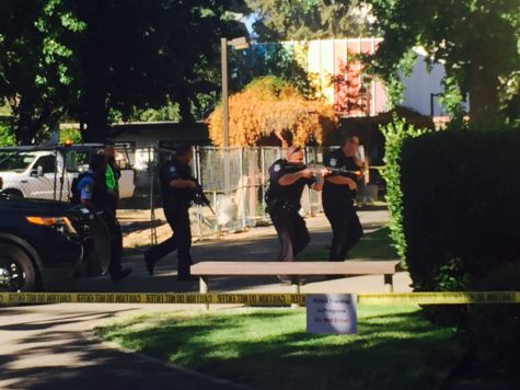 Dispatchers go into Douglass Hall for training during an active shooter exercise on Thursday August 27, 2015.