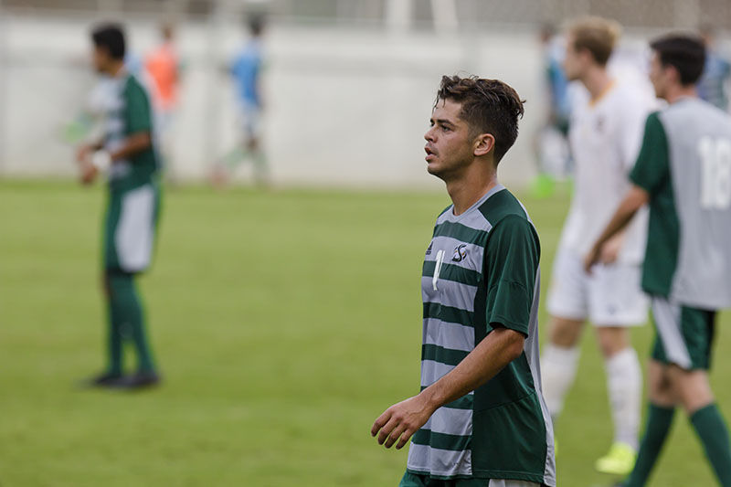 Sacramento State midfielder Bert Corona anticipates the next play against UC Irvine on Oct. 8, 2015 at the Hornet Field