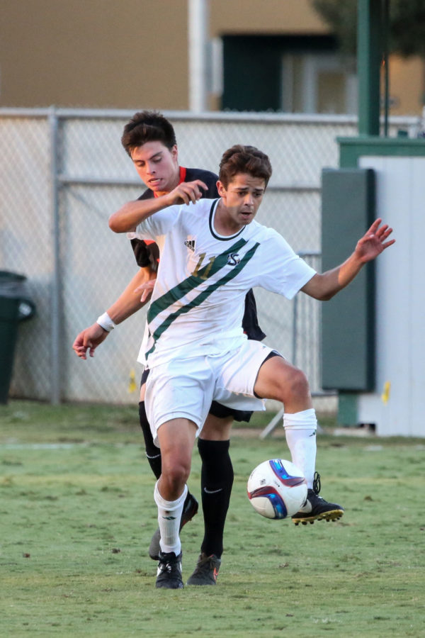 Sacramento State midfielder Bert Corona dribbles a pass on Friday, Sept. 18, 2015 at Hornet Field. Corona had a shot and an assist against the University of the Pacific. 