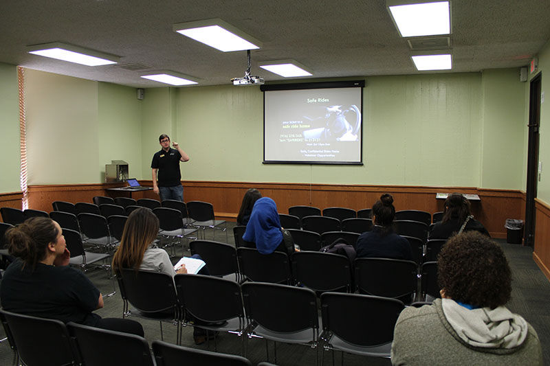 Sacramento State elections officer Kyle Maples gives a presentation about ASI jobs and elections on Wednesday, Dec. 2, 2015.