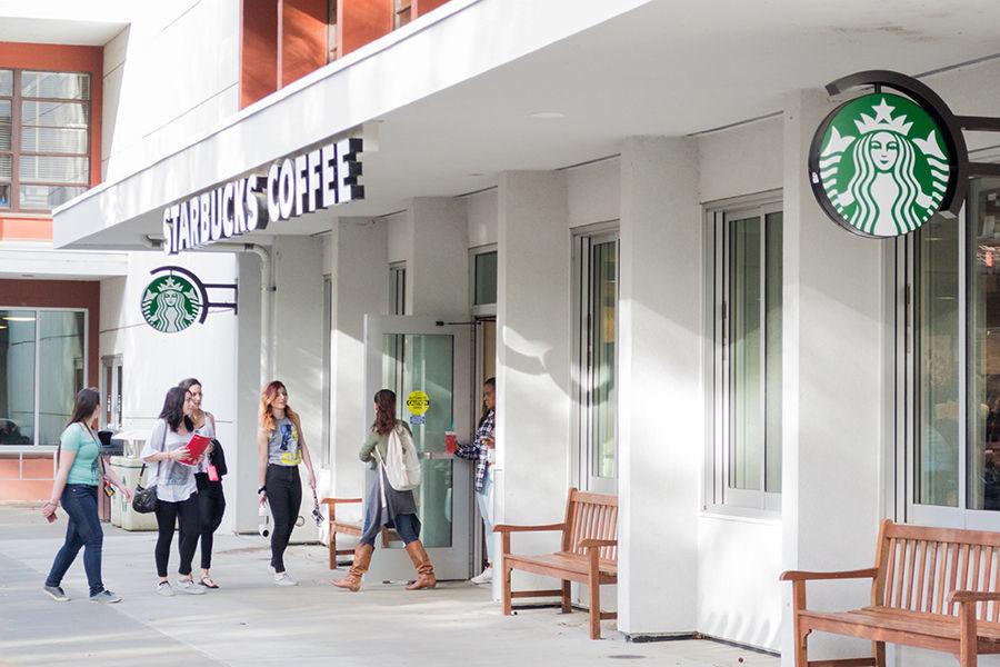 Sacramento State students stop in at the River Front Starbucks on Feb. 10