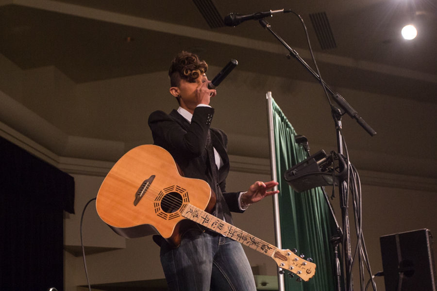 Antoinette Clinton, also known as Butterscotch, performs for Sacramento State students in the University Union Ballroom, Thursday, March 3.