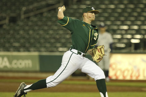 Tanner Olson pitched in relief against Nevada at Raley Field, Wednesday, March 9. Olson picked up the win for the Hornets.