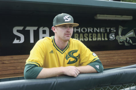 Sac State baseball pitcher Tyler Beardsley after their game against Utah Valley on Sunday, May 8, 2016 at John Smith Field in Sacramento, CA.