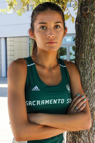 Before arriving at Sacramento State in 2014, Junior Gracie Albano participated in volleyball, soccer, track and cross country at Nipomo High School. (Photo by Matthew Dyer)