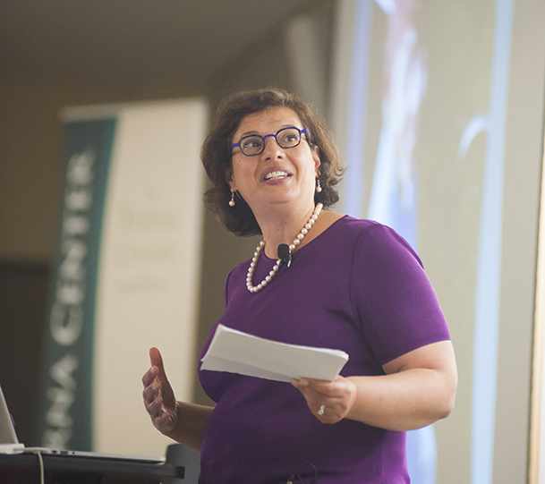 Pulitzer Prize winning journalist Sonia Nazario speaks at Sacramento State on Friday, Oct. 28, 2016. Nazario spoke about how a series of articles she wrote can shed light on Americas immigration debate. (Photo by Diana Rykun)