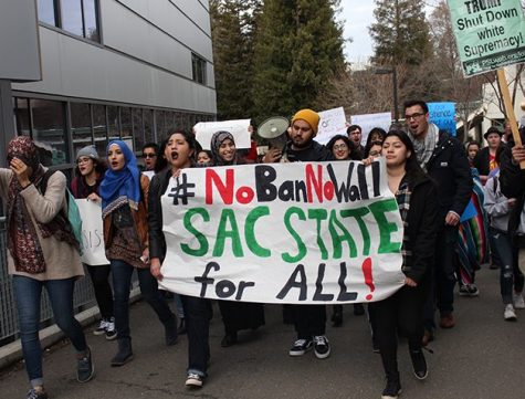 Hundreds march against Trump travel ban at Sac State