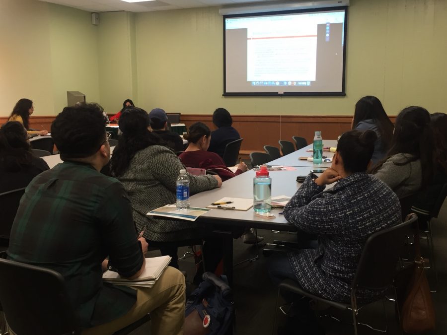 The Immigrants Accessing Healthcare workshop on Feb. 28 aimed to inform undocumented students about health insurance and readily available health services.  (Photo by Cameron Leng)