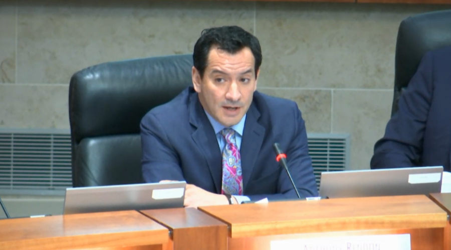 California Assembly Speaker Anthony Rendon, D-Paramount, speaks against a tuition increase that was approved by the California State University Board of Trustees in Long Beach on March 22. (Screengrab courtesy of the California State University)
