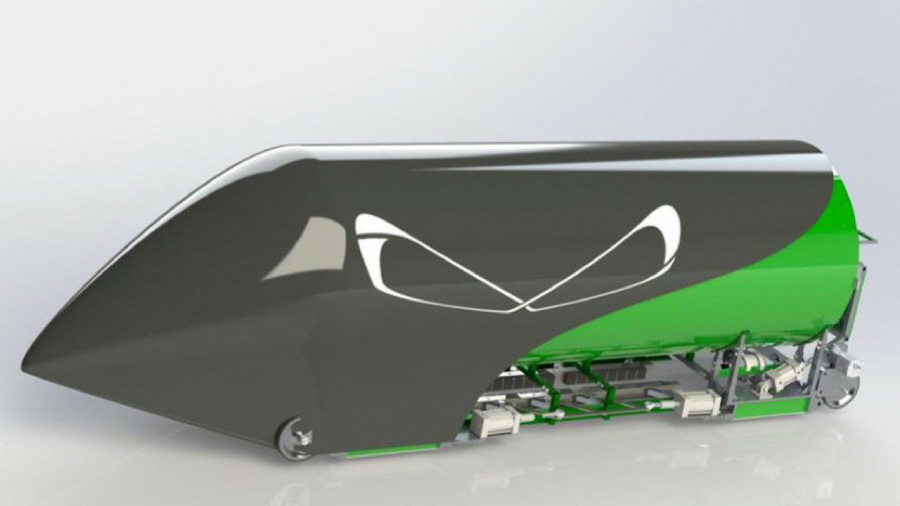 A rendering shows Sacramento State’s Hornet Hyperloop pod. The pod will be able to travel around 200 mph and the full-scale vehicle has the potential to move at supersonic speeds, allowing a trip from LA to San Francisco in 30 minutes. (Photo courtesy of Paul Orozco and the Hornet Hyperloop team)