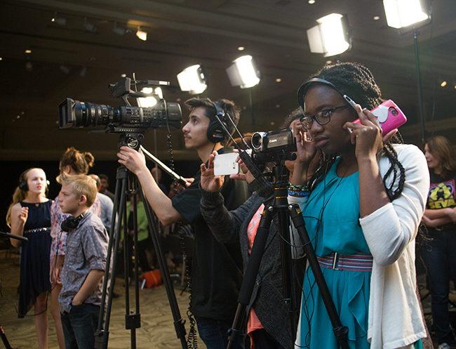 Aspiring filmmakers and broadcast journalists experience hands-on at the 28th annual Student Educational Video Awards Night on Wednesday April 19 in Sacramento State University Union Ballroom. (Photo by Nicole Fowler)