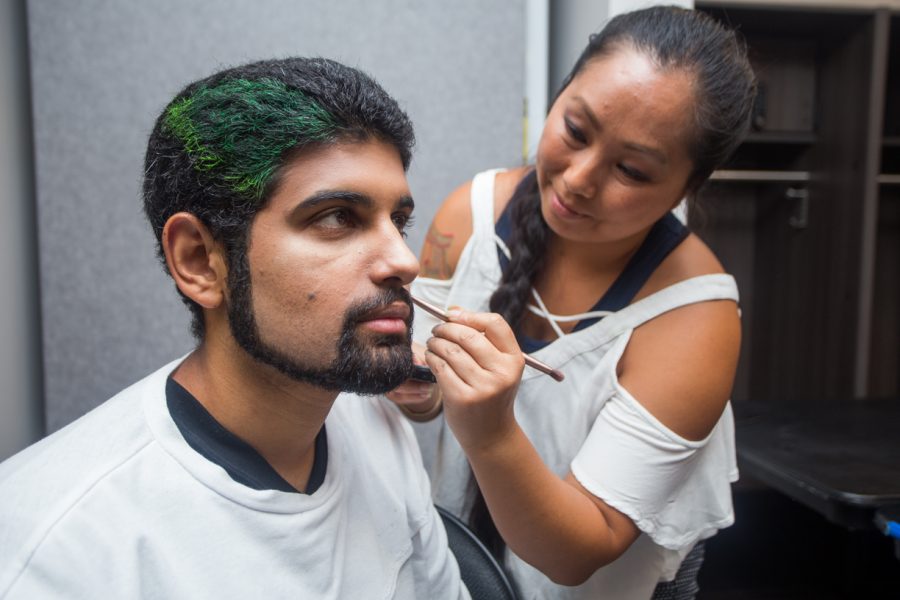 Arjan Singh, who models a design of Phua Lee, prepares backstage of the Ecolution Fashion Show at Golden 1 Center on Wednesday. (Photo by Nicole Fowler)