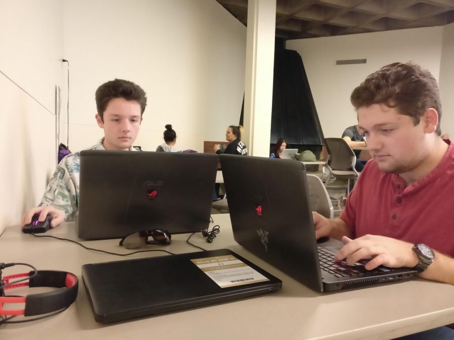 Left to right, Gunnar Hood and his brother Garrett can be seen nearly every day in the Union playing League of Legends on their PCs. 