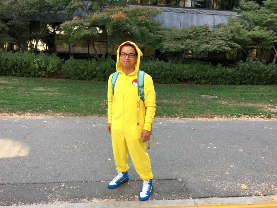 Phany Khaman, a biology major, dresses as Pikachu.