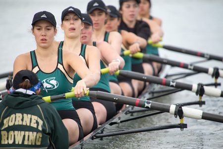 The Sacramento State rowing team competes in the Sacramento State Rowing Invitational March 12, 2016 at Lake Natoma. The Hornets will open the season Saturday in the Head of the American at Lake Natoma.