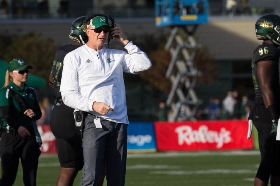 Sacramento State head football coach Jody Sears stands on the sidelines during a 52-47 win over UC Davis Saturday, Nov. 18 at Hornet Stadium. Sears was fired Monday following a 2-8 season.