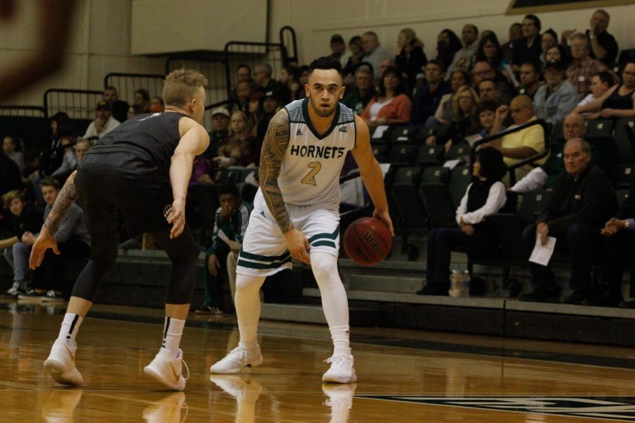 Sacramento State sophomore guard Izayah Mauriohooho-Le’afa dribbles the ball in the first half of the Hornets’ 78-66 loss to Montana at the Nest on Thursday, Jan. 11, 2018.