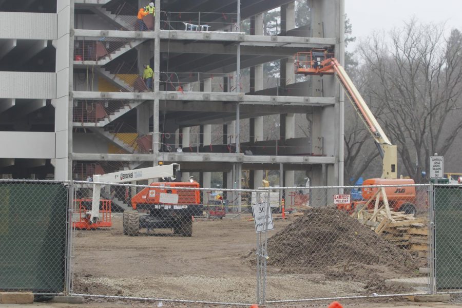 Following delays to the project, Parking Structure V is projected to open in March. An adjacent University Transportation and Parking Services (UTAPS) welcome center will move from Folsom Hall and open for the fall 2019 semester.