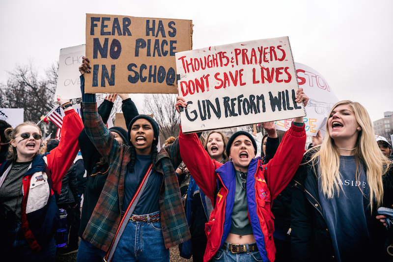 Students participate in a February demonstration in Washington in the wake of the school shooting in Florida. Members of the Sacramento State community will be participating in anti-gun rallies later this month.