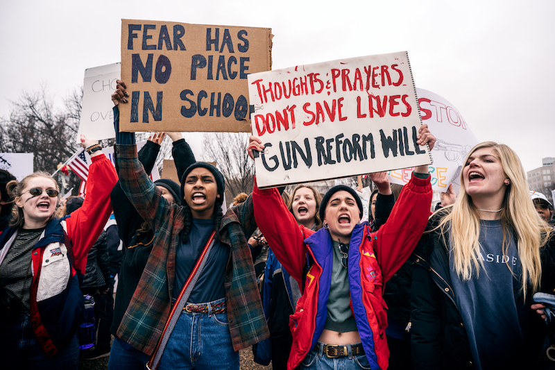 Students participate in a February demonstration in Washington in the wake of the school shooting in Florida. Members of the Sacramento State community will be participating in anti-gun rallies later this month. 