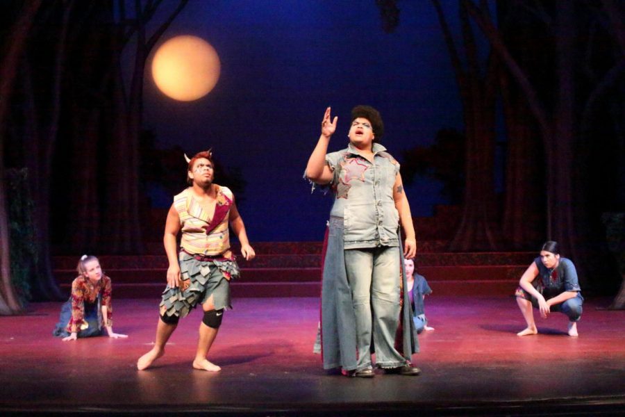 Miles Meckling and William Schmidt take the stage during the Sacramento State Department of Theater and Dance’s production of A Midsummer Night’s Dream on April 11, 2018 in Shasta Hall.