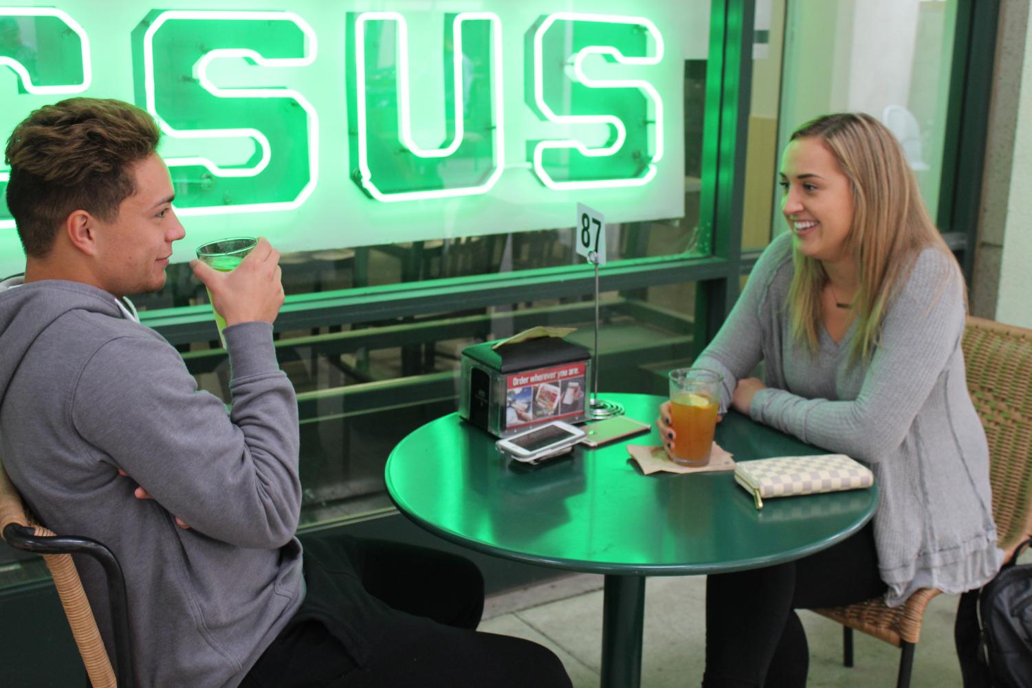 Sacramento State students enjoy some brews outside Round Table Pizza at the University Union. Round Table has been selected as the best place to get beer on campus in The State Hornet's Best of Sac State poll.