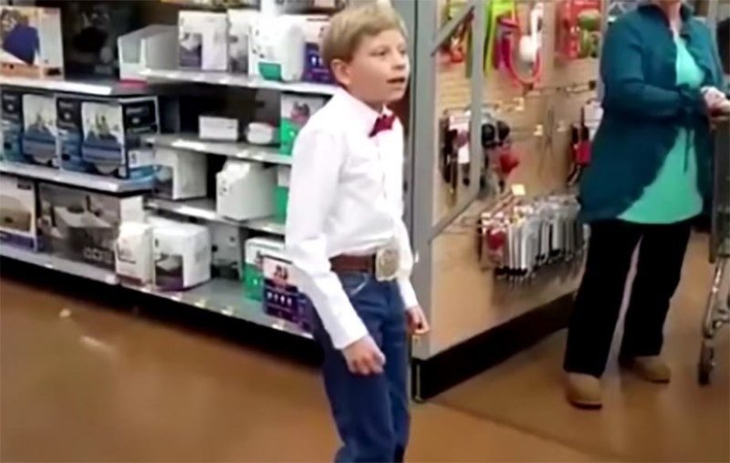 Mason Ramsey, known as the Yodeling Kid, yodels in his well-known video taken at Walmart.