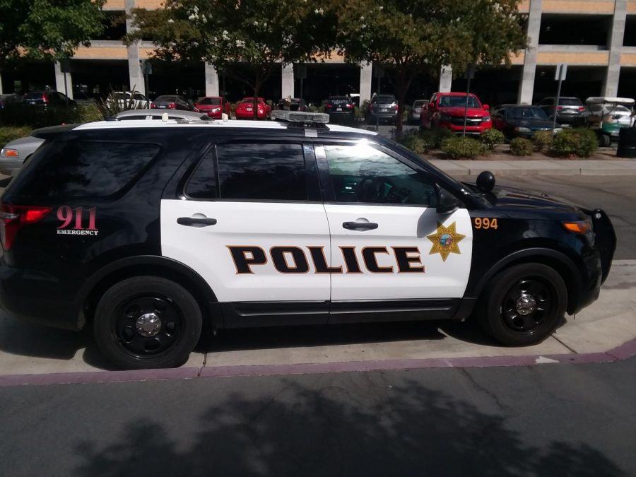 A Sac State Police vehicle sits outside of the WELL on Friday, Sep. 14. Police detained a person at the WELL at approximately 2 p.m. 