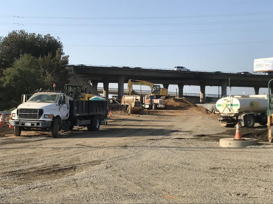 Construction crews works on the Ramona Avenue extension project off of Folsom Boulevard. Two construction projects - the Ramona Avenue extension and the Elvas Avenue road widening project - may cause heavy traffic on Folsom Boulevard through the semester.