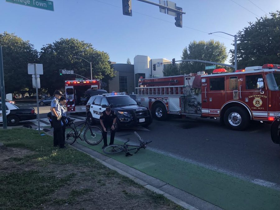 A male cyclist was hit by a car on the corner of College Town Drive and State University Drive on Sept. 11, around 6 p.m.