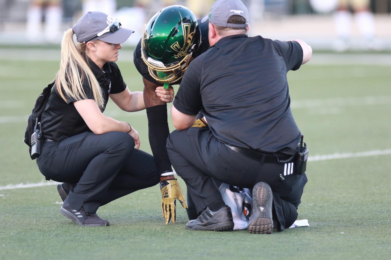 Senior defensive back Mister Harriel missed most of the first half of Saturday's game due to an undisclosed injury. The Hornets currently have an overall record of 2-3.