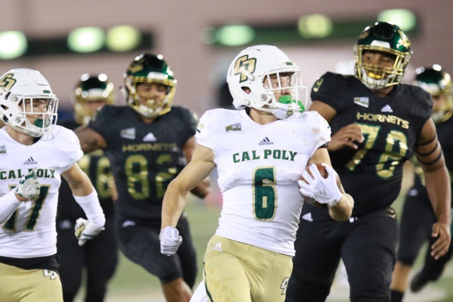 Cal Poly junior J.J. Koski returned a punt for a touchdown in the second quarter to give the Mustangs a 21-14 lead on Saturday at Hornet Stadium. The Mustangs defeated Sac State 41-27.
