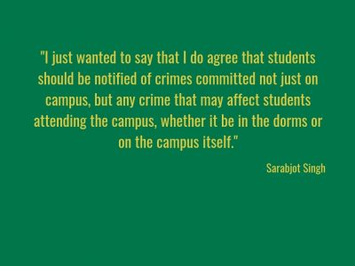 Letter to the Editor: Students should be notified of crimes committed