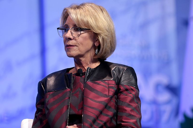 U.S. Secretary of Education Betsy DeVos speaking at the 2017 Conservative Political Action Conference (CPAC) in National Harbor, Maryland. DeVos recently announced changes to Title IX that are now open to public comment through Jan. 28.