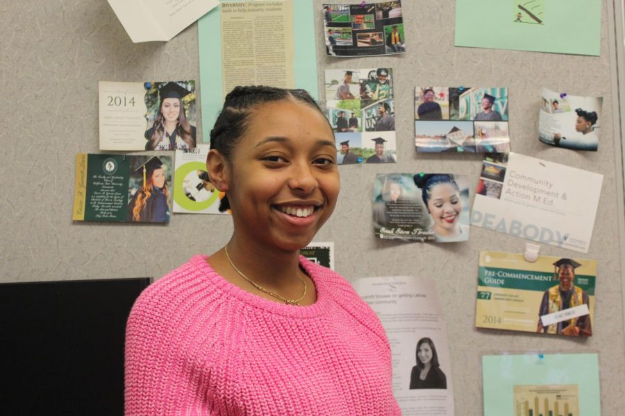 Senior Morgan Mitchell said her research experience in Sac States McNair Scholars Program prepared her to apply to graduate schools, at the programs office Thursday, Dec. 6, 2018. Mitchell said she found most schools ask similar information, so one well-written essay could serve as a template for the rest of her applications.