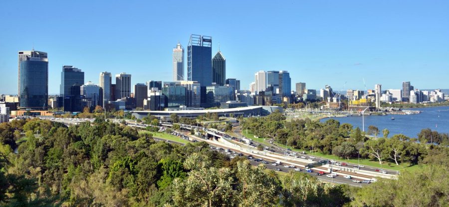 The skyline of Perth in Western Australia. Australia is currently a part of the Sac State study abroad program.