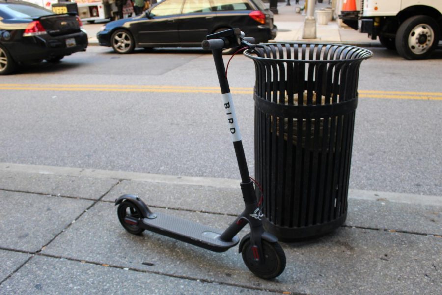 A Bird electric scooter on a sidewalk in Baltimore on Jan. 11, 2019. Bird is an electric scooter rental company which has infiltrated California and will soon be coming to Sacramento.