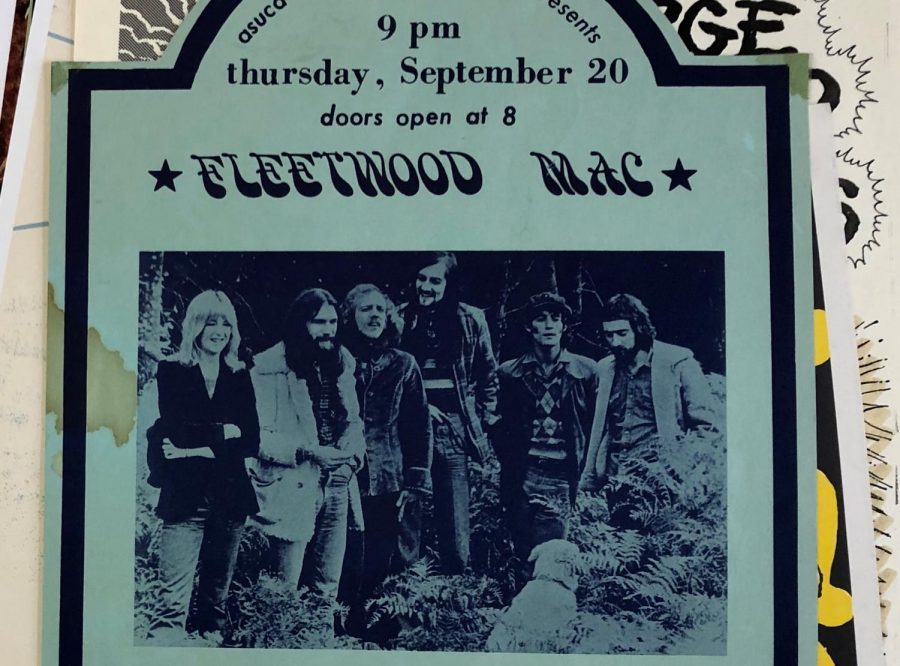 Advertisement of Fleetwood Mac performing at UC Davis. The Sacramento State Special Collections and University Archives will be home to Dennis Newhall's collection of over 3,000 concert posters, ticket stubs and newspaper articles.