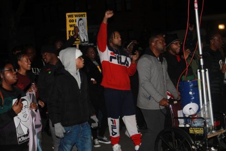 Protesters marched through Sacramentos Fab 40s neighborhood, a collection of upscale homes. The protest was organized in response in the Sacramento District Attorneys decision not to charge the officers involved in the fatal shooting of unarmed 22-year-old Stephon Clark.