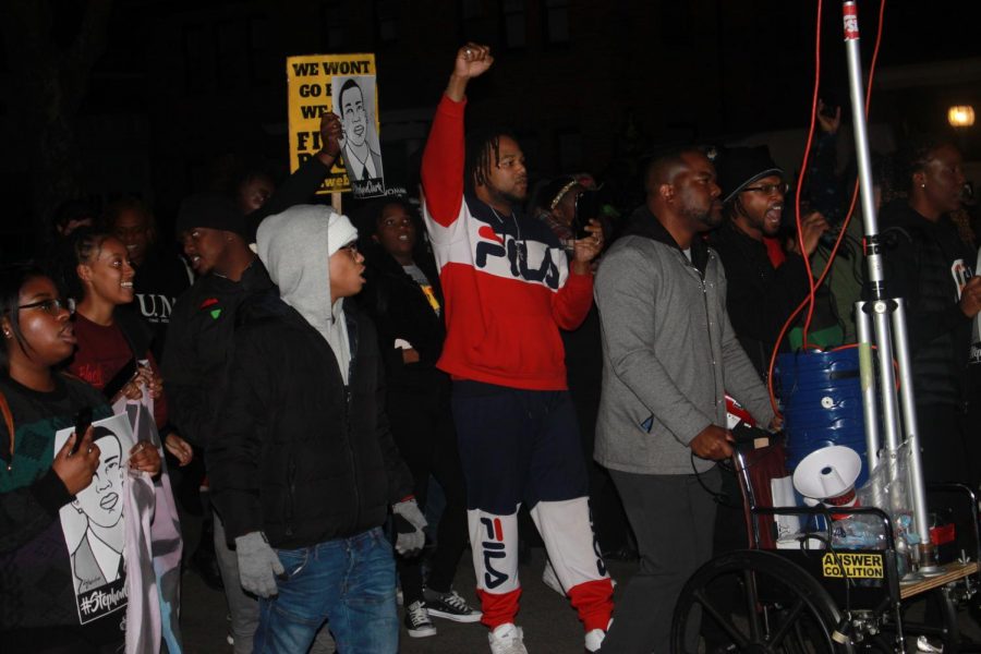 Protesters marched through Sacramentos Fab 40s neighborhood, a collection of upscale homes. The protest was organized in response in the Sacramento District Attorneys decision not to charge the officers involved in the fatal shooting of unarmed 22-year-old Stephon Clark.