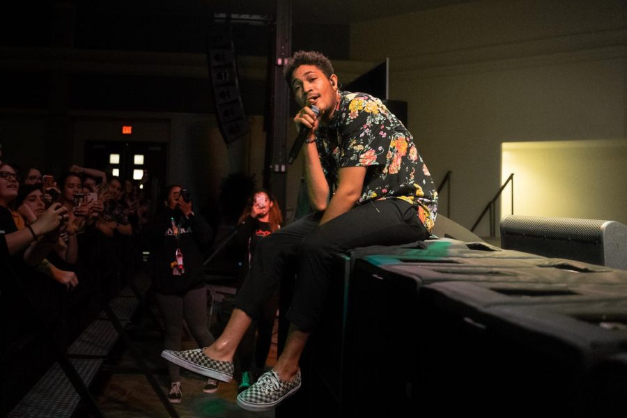 Bryce Vine performs in the University Union Ballroom on Thursday, April 18, 2019. Vine ended his performance by announcing to the audience that his upcoming album Carnival is coming soon.