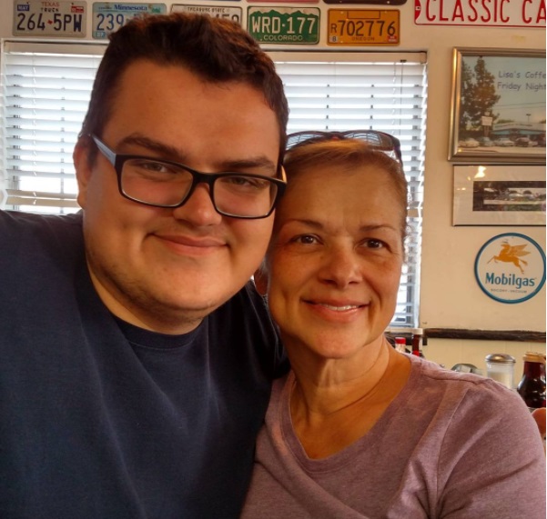 Me and my mom at Lisa's Coffee Shop in Covina, California. I would later use this photo to announce to my friends on social media of her passing.