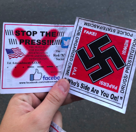 Flyers were dropped on both sides of the Guy West Bridge via aerial drone during Sac State's annual Farm to Fork festival. The flyers featured anti-media propaganda, with one reading 'Stop the press!!!' and another featuring a black swastika on a red background.