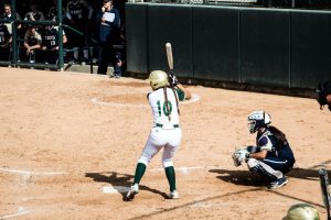 Softball player Shea Graves steps up to bat against UC Davis on Tuesday, April 30. The Hornets beat the Aggies 6-1.