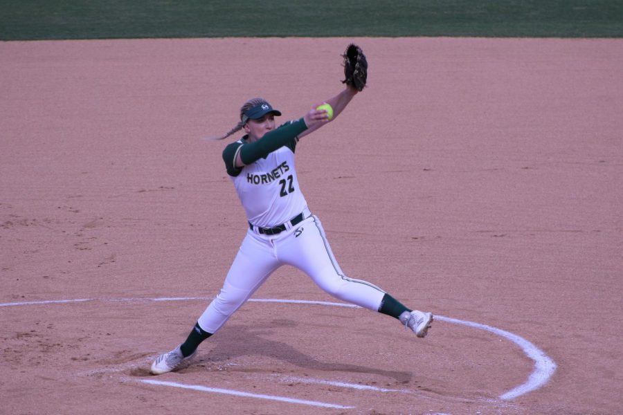 Savannah Corr pitches during the Hornets 3-1 loss to Berkeley on March 20. She finished her final season with a 19-12 record. 