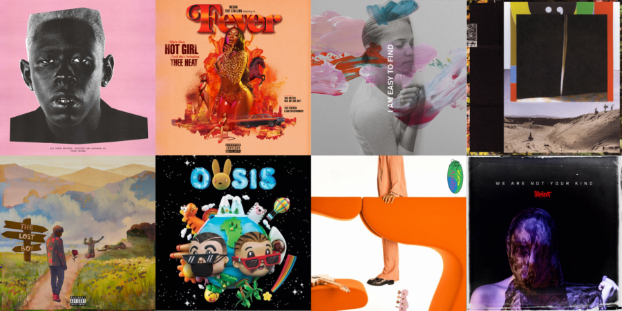 Album covers courtesy of Columbia Records, 300 Entertainment, Atlantic Records, YBN Records, 3qtr, 4AD, Universal Latin, Jagjaguwar and Roadrunner Records.