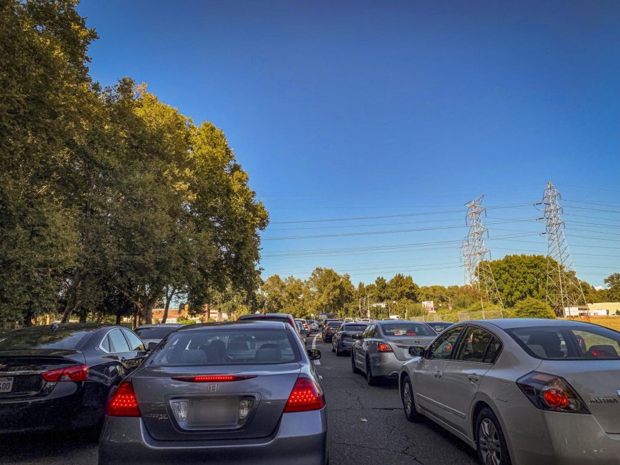 Traffic leaving Sac State. The school sold 17,278 student permits this semester and has 9,990 student spots. 