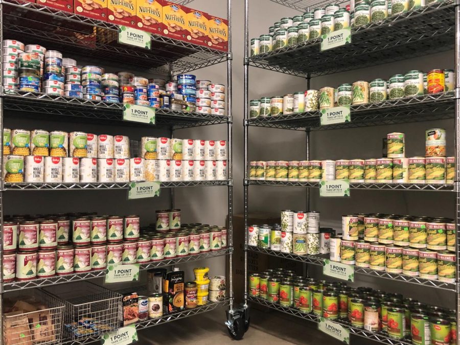 Canned goods at the ASI Food Pantry in the University Union. The ASI Food Pantry moved to the Union last semester.