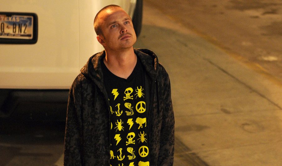 Jesse Pinkman (Aaron Paul) during filming of Breaking Bad. Paul reprises his role in El Camino: A Breaking Bad Story, which continues Pinkmans story arc. Photo courtesy of AMC